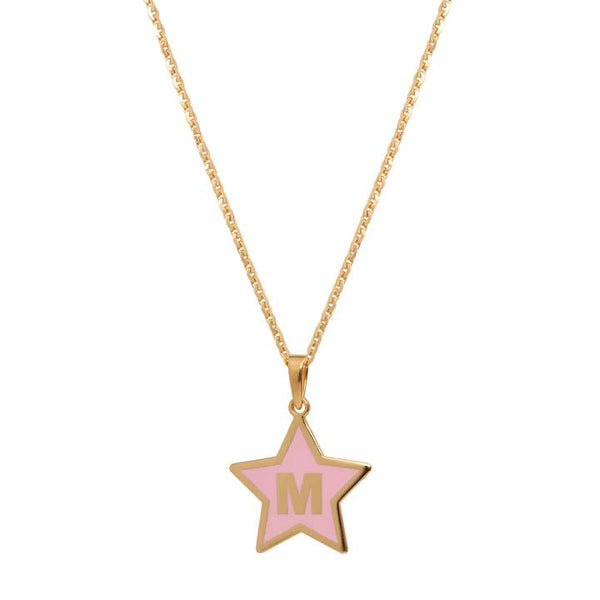YGP Sterling Pink Enamel Star Initial 'M' Pendant - Walter Bauman Jewelers