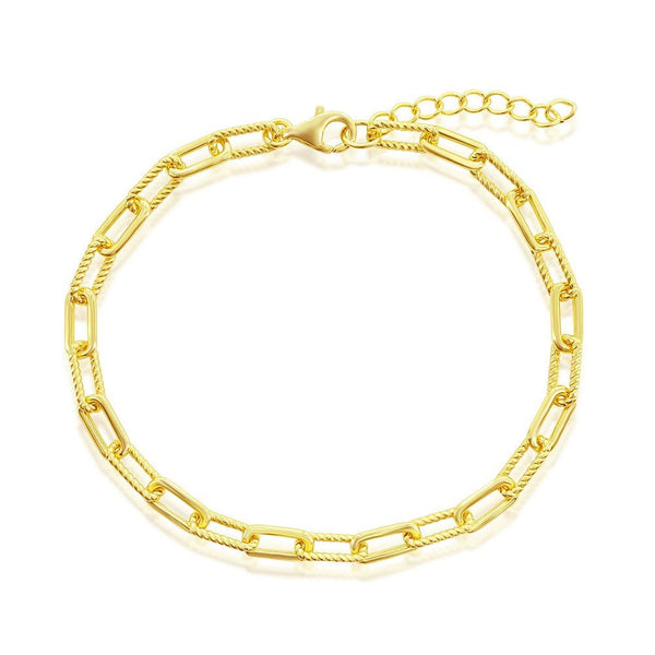 YGP Sterling Polished & Rope Design Paperclip Bracelet - Walter Bauman Jewelers