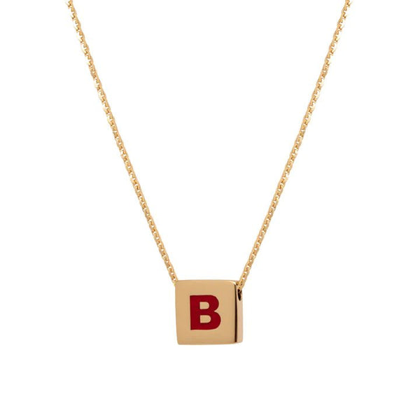 YGP Sterling Red Enamel Initial 'B' Pendant - Walter Bauman Jewelers