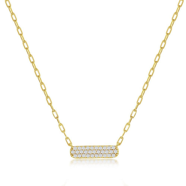 YGP Sterling Small CZ Bar Necklace - Walter Bauman Jewelers