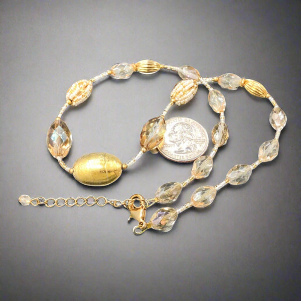 YGP STST Goldtone Murano Glass Marquise Beaded Necklace - Walter Bauman Jewelers