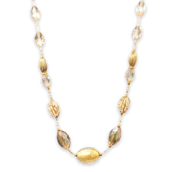 YGP STST Goldtone Murano Glass Marquise Beaded Necklace - Walter Bauman Jewelers