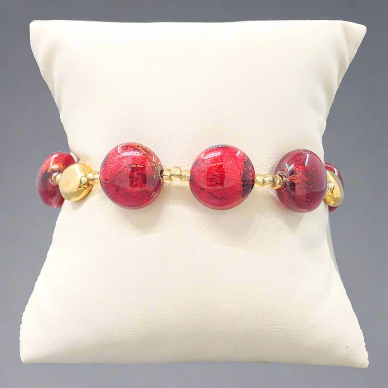 YGP STST Red Murano Glass Bead Bracelet - Walter Bauman Jewelers