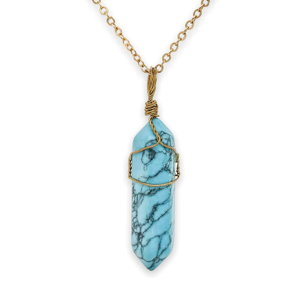 YGP Turquoise Wire Wrapped Prism Pendant - Walter Bauman Jewelers